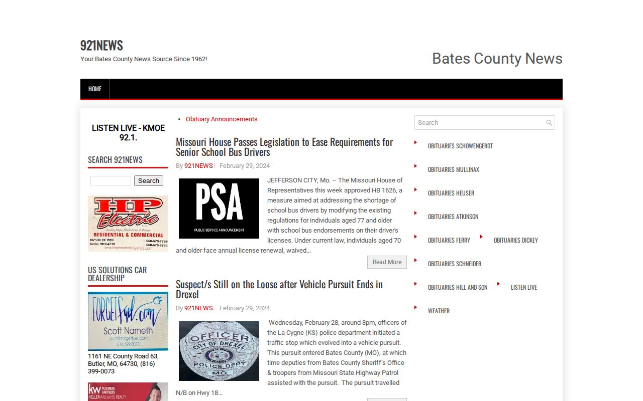 Bates County Butler arrest news record archive